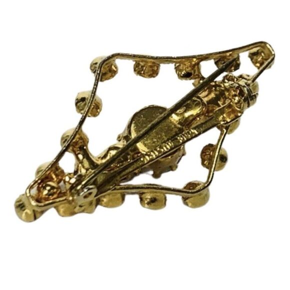 Vintage Austrian Crystal Aurora Borealis Shimmering Gold Tone Women’s Brooch - Picture 4 of 9